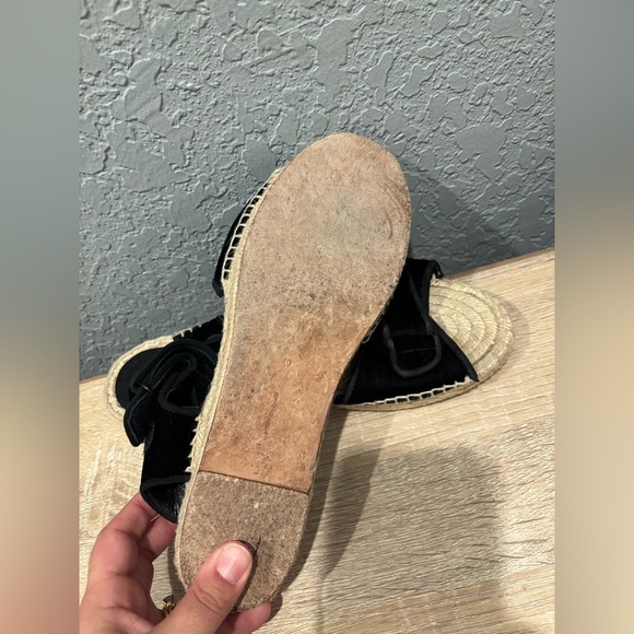 Celine Black Velvet Velcro Strap Espadrille - Picture 6 of 8